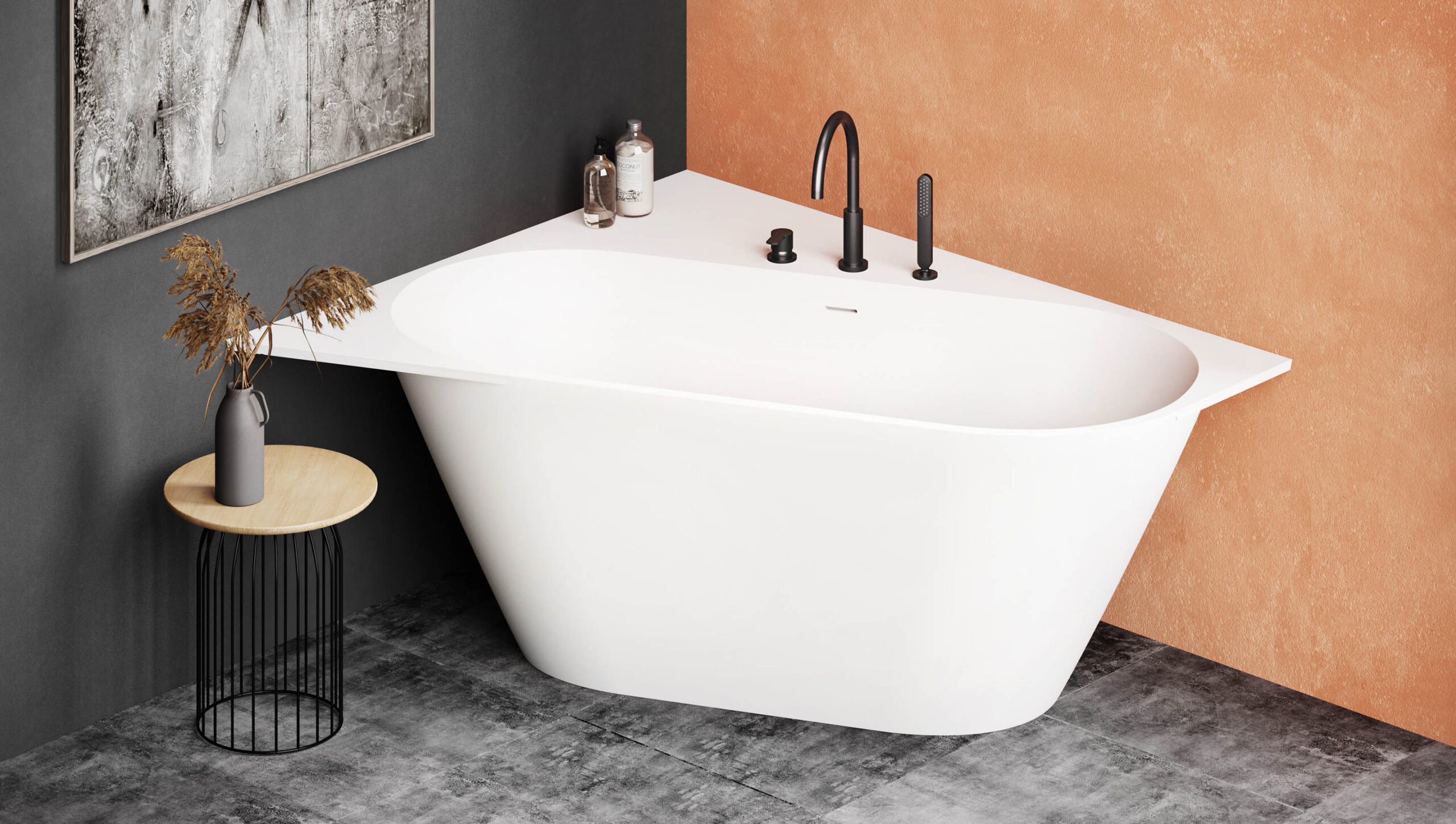 Eckbadewanne PAA DECO CORNER D 160x127 cm, rechts, Silkstone – 2