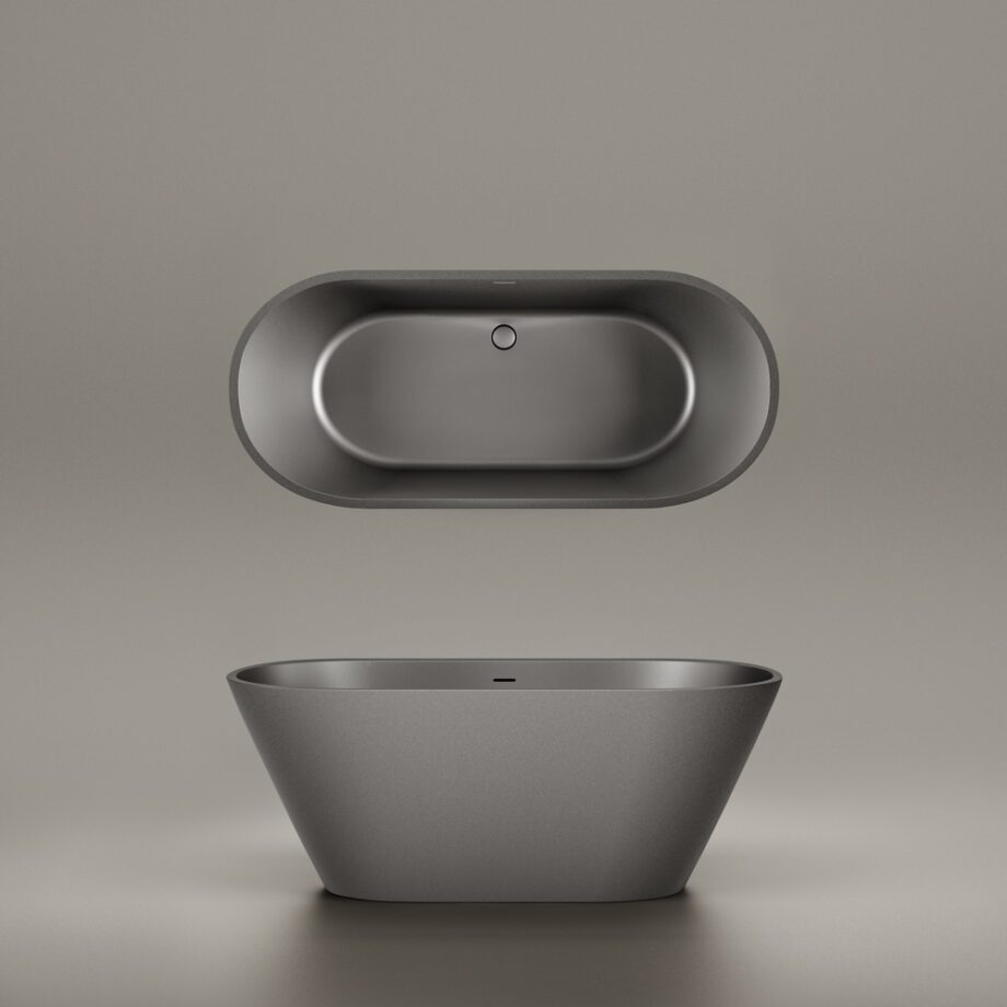 Must eraldiseisev kivivann PAA DECO NUDO 166×72,5 cm, Graphite, matt 3 PAA DECO NUDO schwarze freistehende Badewanne Graphite, matt 166x72,5 cm – 3