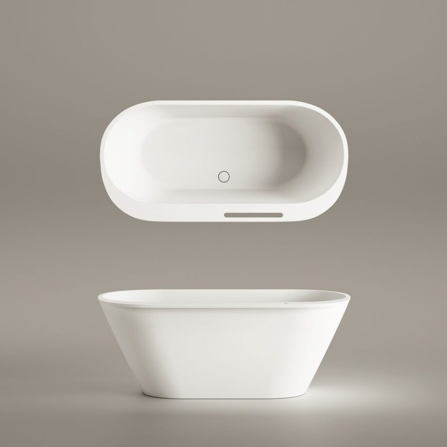 Eraldiseisev kivivann PAA DECO RIM 166×81 cm, matt Silkstone 6 PAA DECO RIM freistehende Badewanne aus Silkstone 166x81 cm, matt – 6