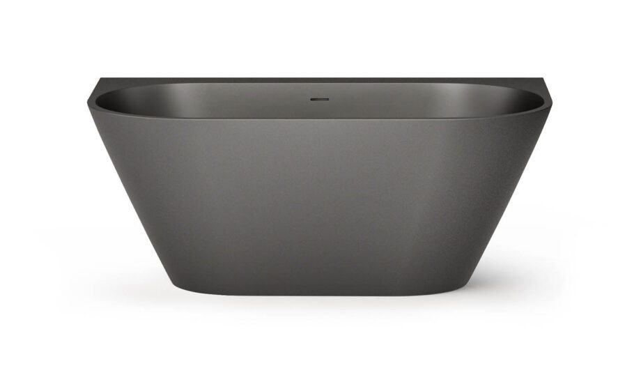 Must seinaäärne kivivann PAA DECO WALL 166×81 cm, Graphite, matt PAA DECO WALL Schwarze Vorwand-Badewanne Graphite, matt 166x81 cm