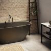 Must seinaäärne kivivann PAA DECO WALL 166×81 cm, Graphite, matt 2 PAA DECO WALL Schwarze Vorwand-Badewanne Graphite, matt 166x81 cm – 2