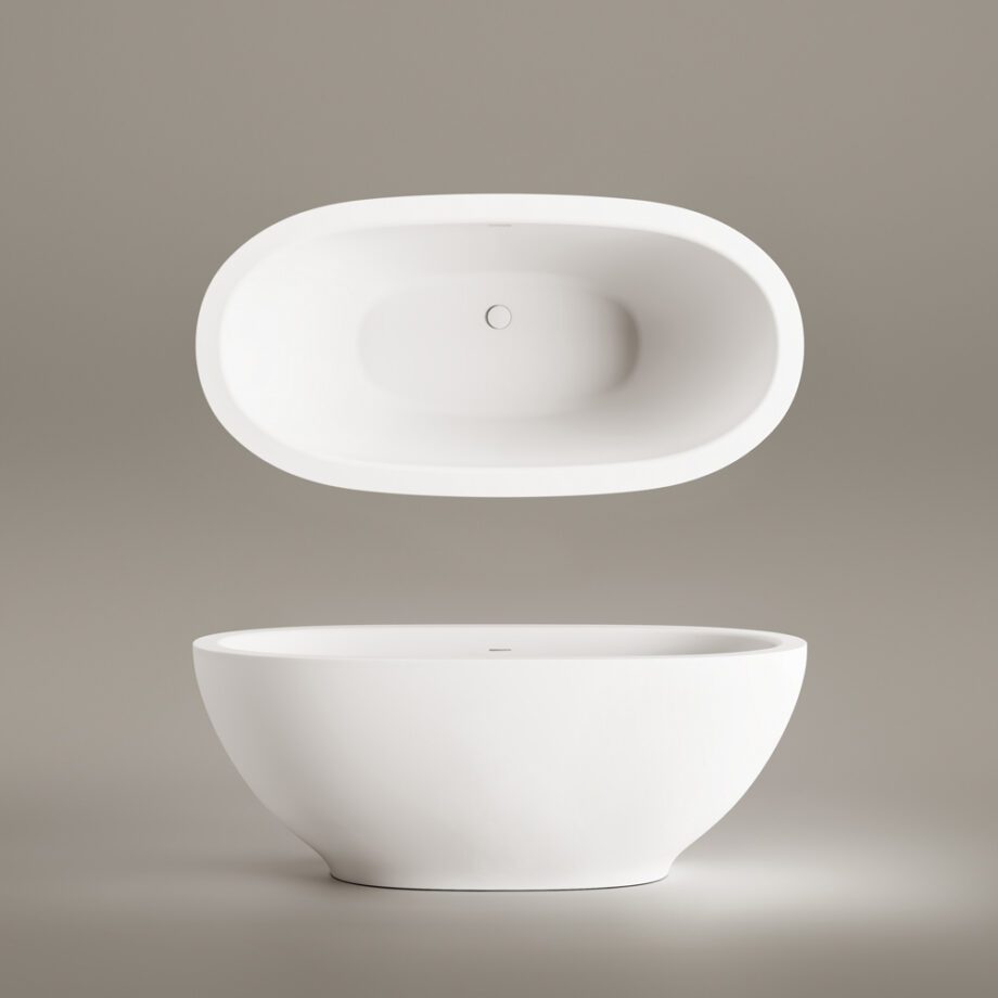 Eraldiseisev kivivann PAA DOLCE 180×90 cm, matt Silkstone 3 Freistehende Badewanne PAA DOLCE 180x90 cm, Silkstone – 3