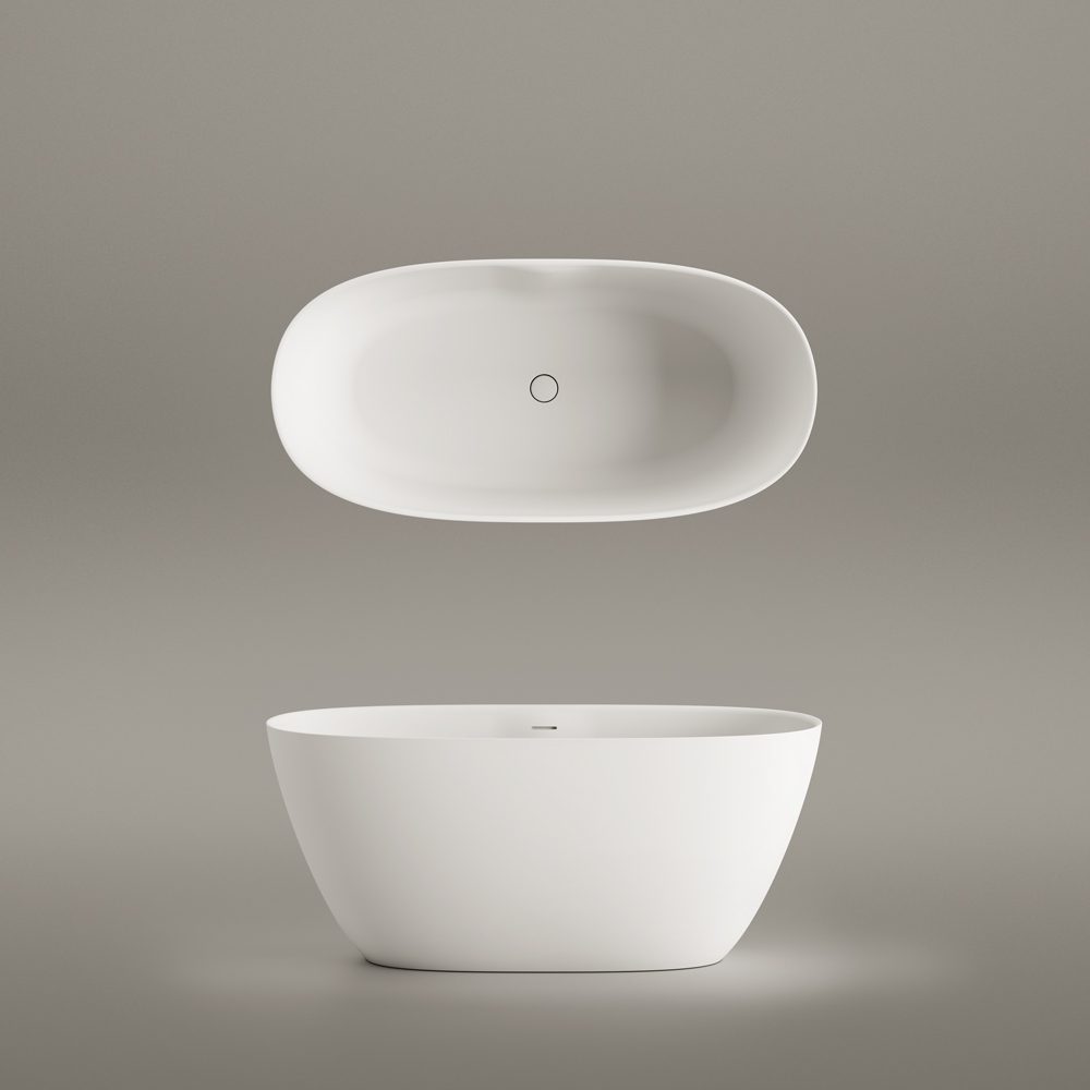 PAA PERLA 145 freistehende Badewanne aus Silkstone 145x71 cm, matt – 8