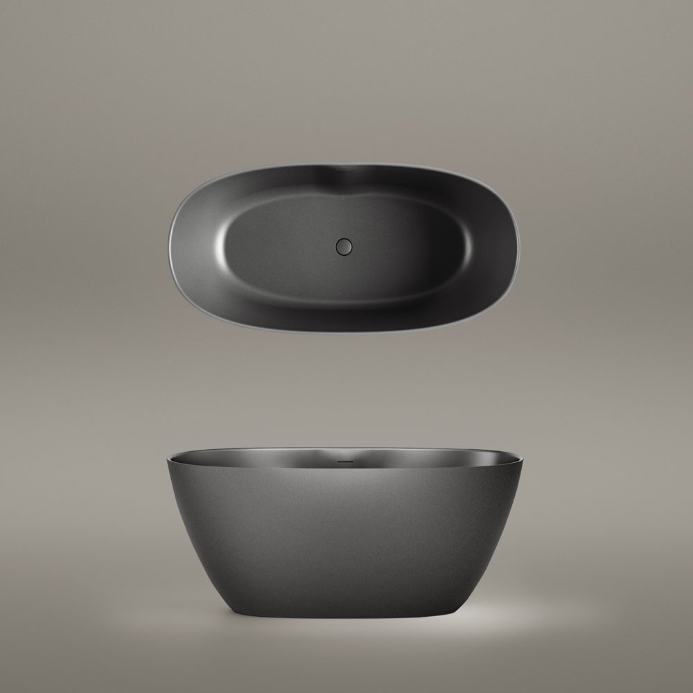 PAA PERLA 145 schwarze freistehende Badewanne Graphite, matt 145x71 cm – 4