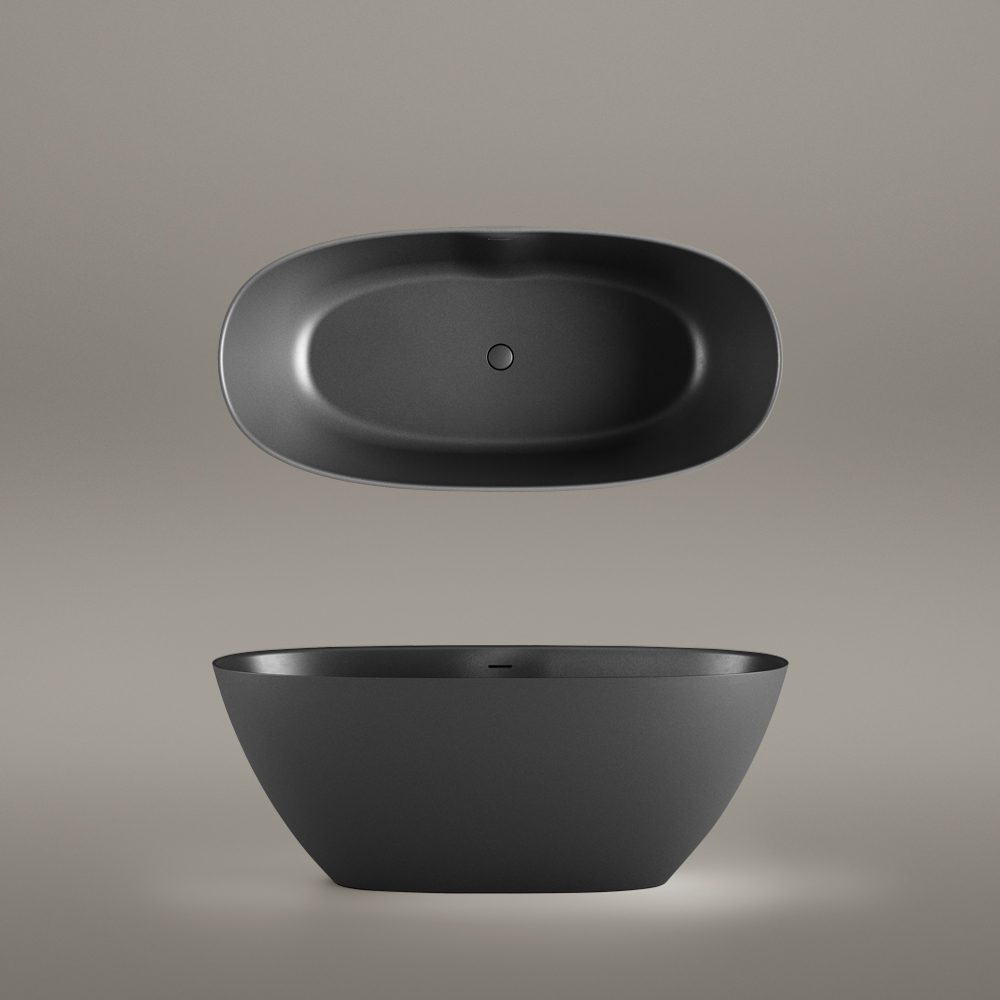 PAA PERLA 160 schwarze freistehende Badewanne Graphite, matt 160x75 cm – 3