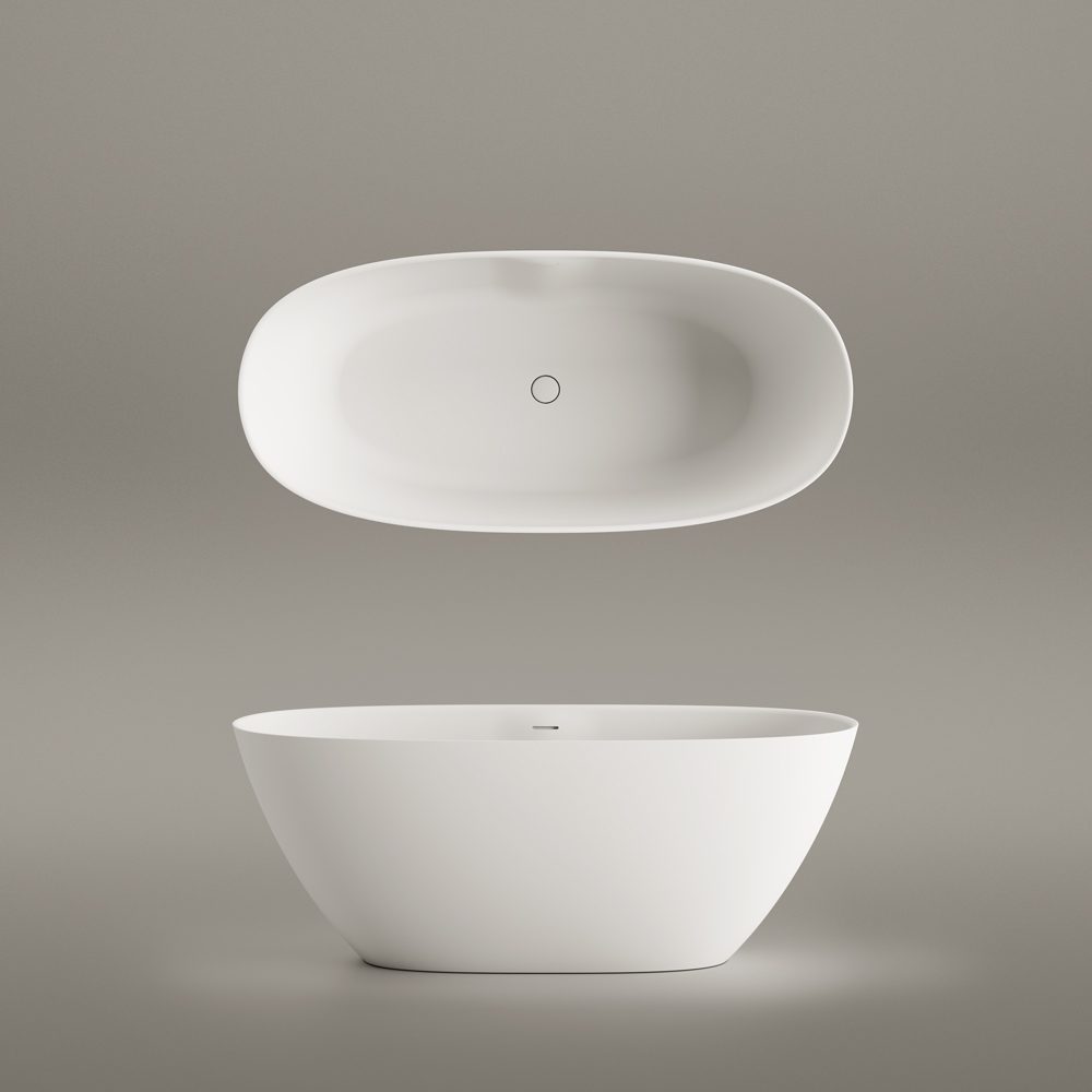 PAA PERLA 160 freistehende Badewanne aus Silkstone 160x75 cm, matt – 6