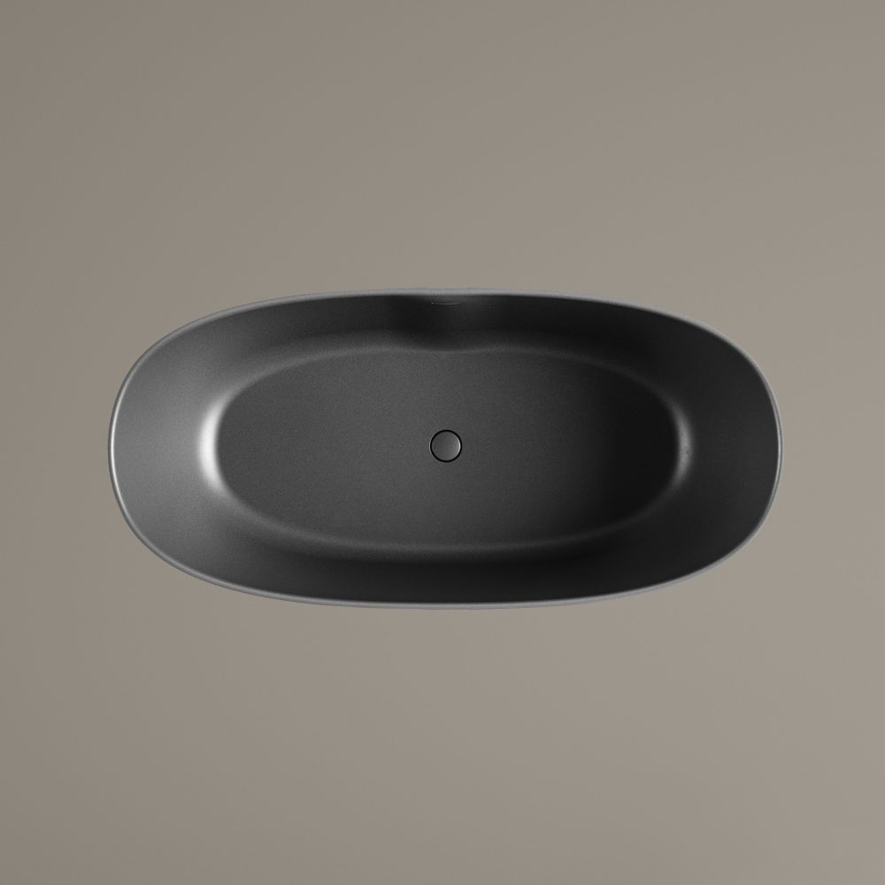 PAA PERLA 160 schwarze freistehende Badewanne Graphite, matt 160x75 cm – 4