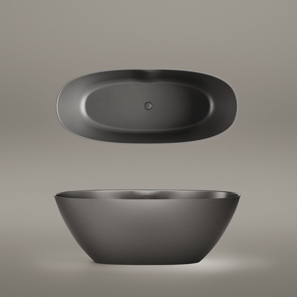 PAA PERLA 175 schwarze freistehende Badewanne Graphite, matt 175x76 cm – 3