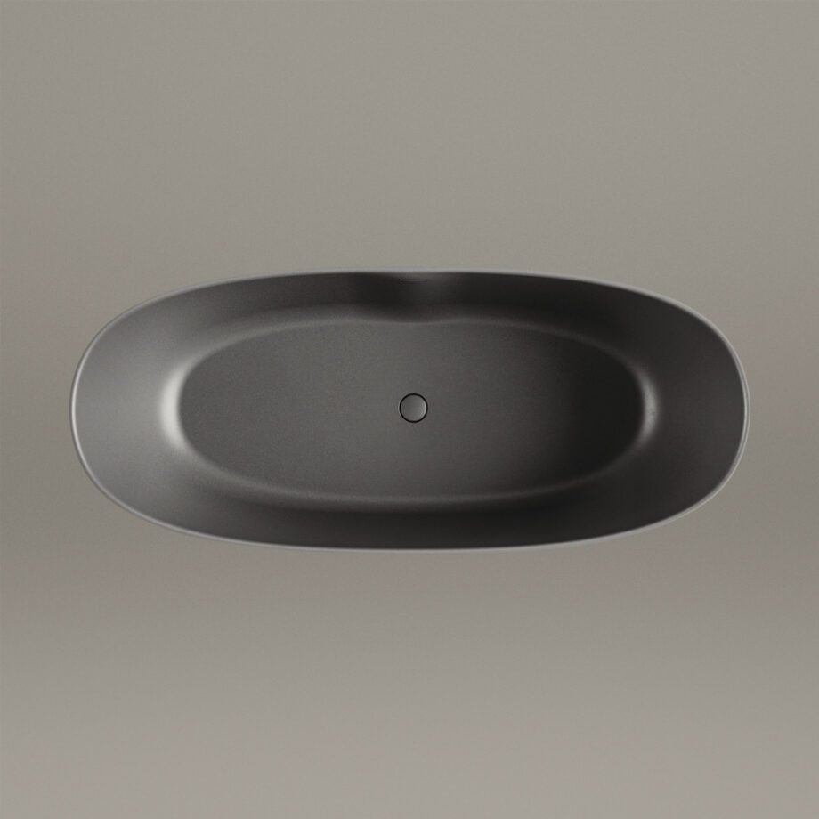 Must eraldiseisev kivivann PAA PERLA 175 175×76 cm, Graphite, matt 4 PAA PERLA 175 schwarze freistehende Badewanne Graphite, matt 175x76 cm – 4