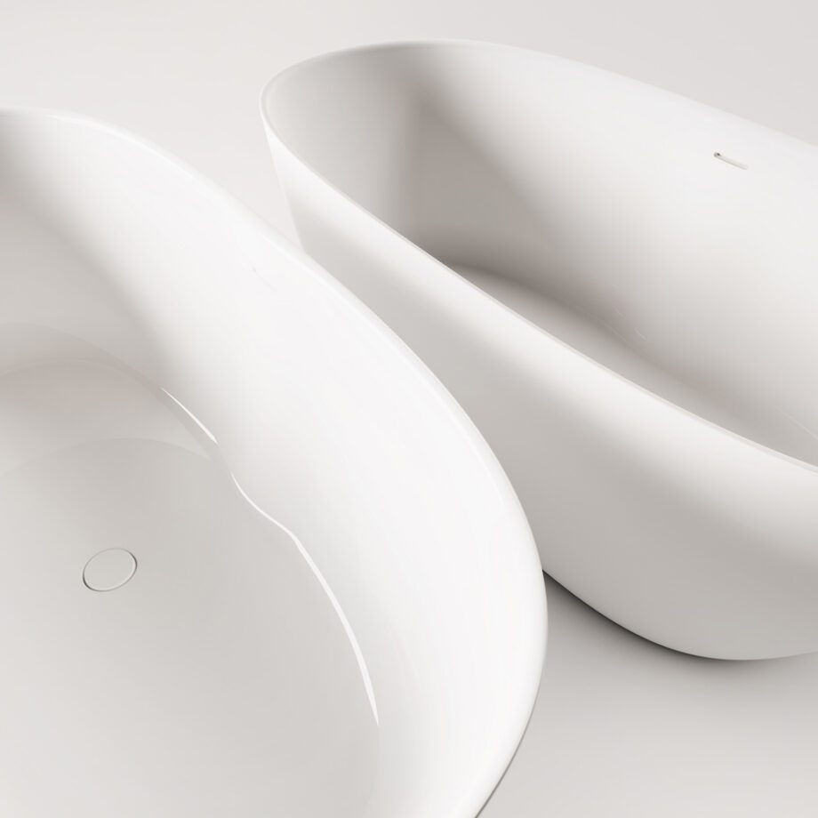 Bath Perla design images on white background PAA PERLA 175 freistehende Badewanne aus Silkstone 175x76 cm, matt – 9