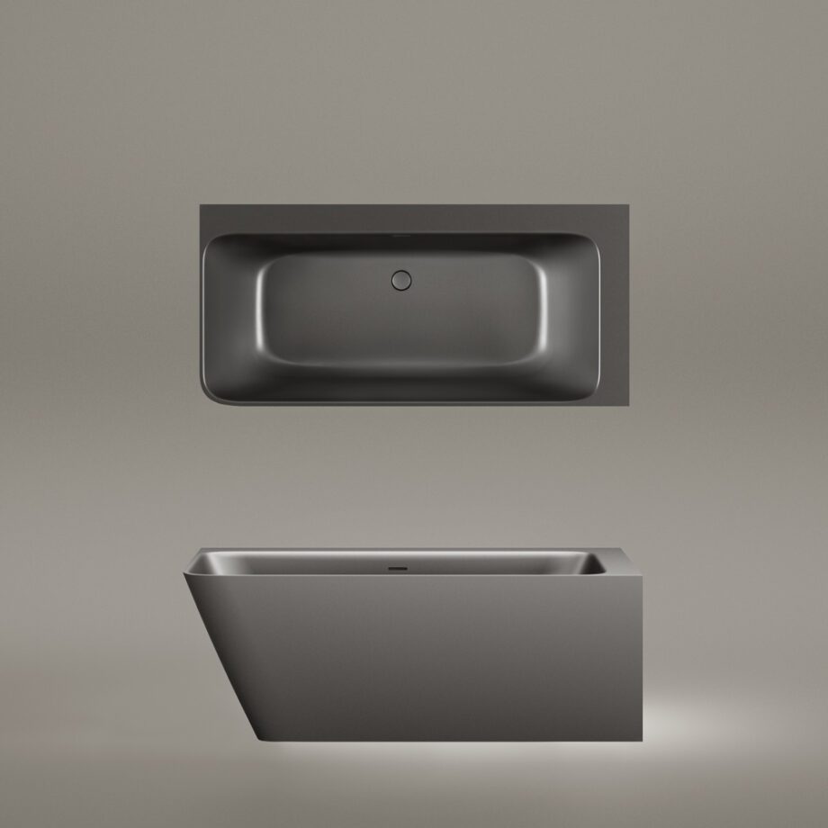 Must nurgavann PAA QUADRO CORNER A 160×75 cm, vasakpoolne, Graphite, matt 4 PAA QUADRO CORNER A Schwarze Eckbadewanne Graphite, matt 160x75 cm, links – 4