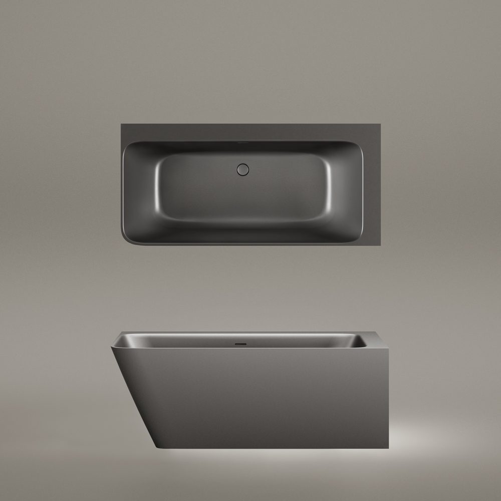 PAA QUADRO CORNER A Schwarze Eckbadewanne Graphite, matt 160x75 cm, links – 4