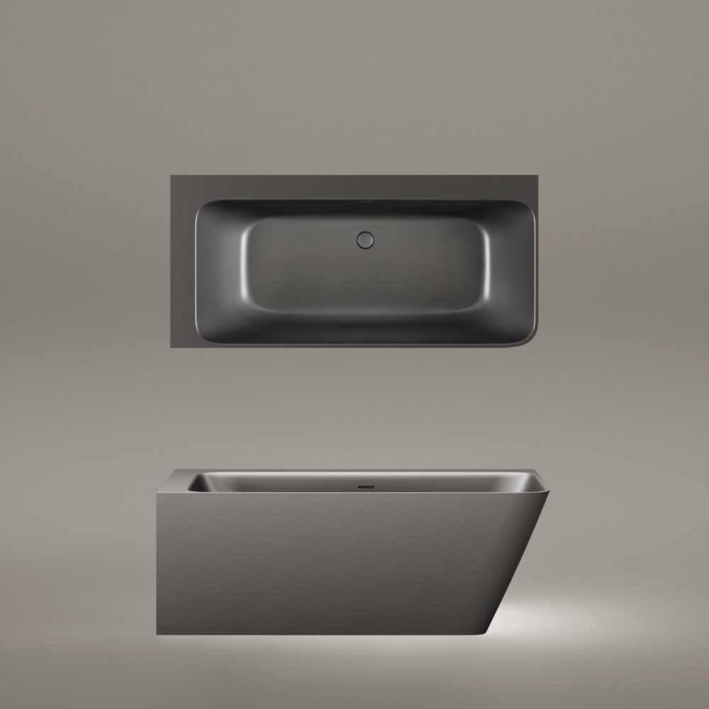 PAA QUADRO CORNER D Schwarze Eckbadewanne Graphite, matt 160x75 cm, rechts – 4