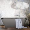 Must seinaäärne kivivann PAA QUADRO WALL 160,5×76 cm, Graphite, matt 2 PAA QUADRO WALL Schwarze Vorwand-Badewanne Graphite, matt 160,5x76 cm – 2