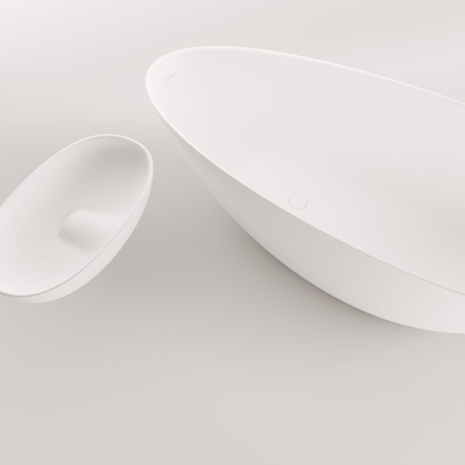 Eraldiseisev kivivann PAA BELLA OVO 170×80 cm, läikiv kivimass 4 PAA BELLA OVO schwarze freistehende Badewanne Graphite, matt 170x80 cm – 3