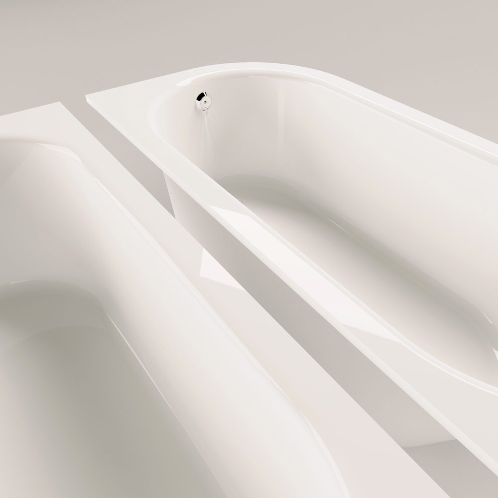 PAA VARIO L AD Einbau-Badewanne aus Mineralguss 166x75 cm, abgerundete Ecken A und D, glänzend – 3