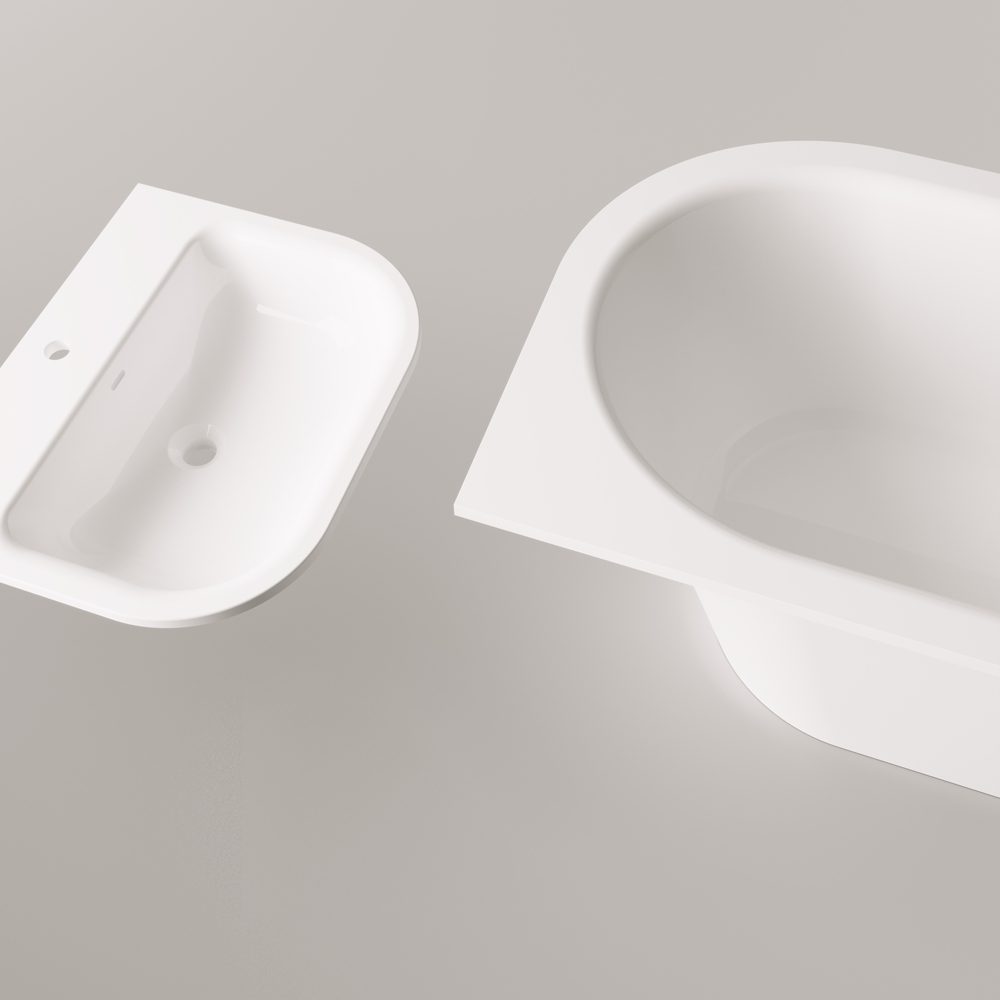 PAA VARIO L B Einbau-Badewanne aus Mineralguss 168x75 cm, abgerundete Ecke B, glänzend – 4