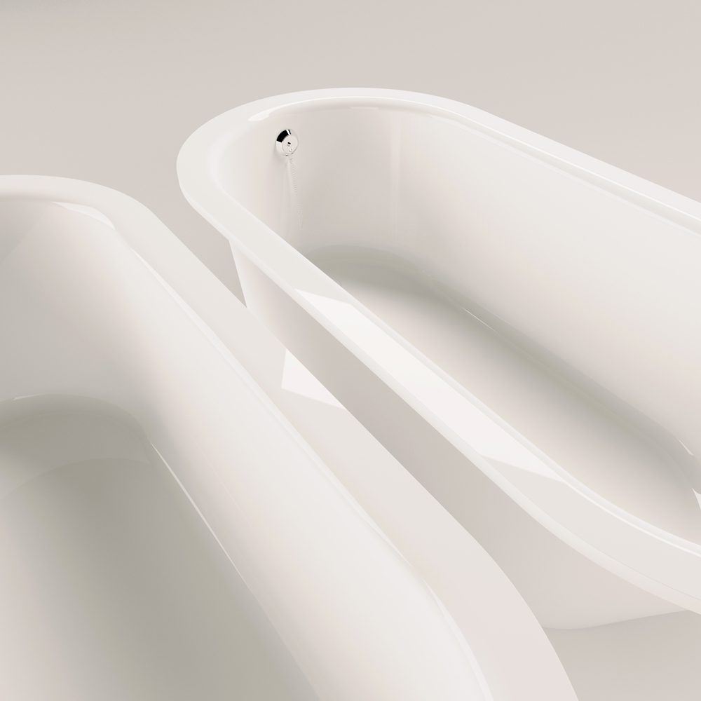 PAA VARIO M ABCD freistehende Badewanne aus Mineralguss 156x75 cm, alle Ecken abgerundet, glänzend – 3