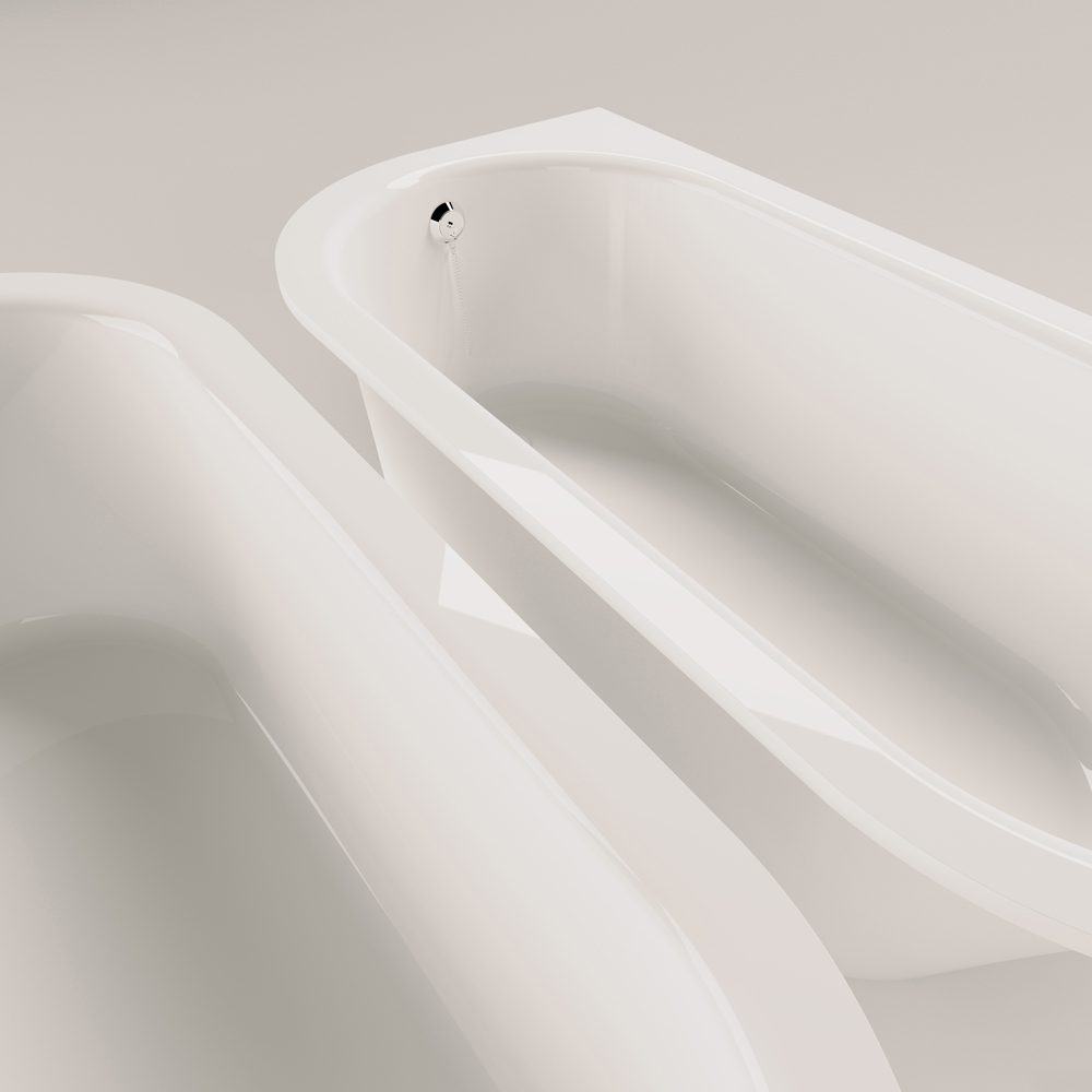 PAA VARIO M BC Einbau-Badewanne aus Mineralguss 156x75 cm, abgerundete Ecken B und C, glänzend – 3
