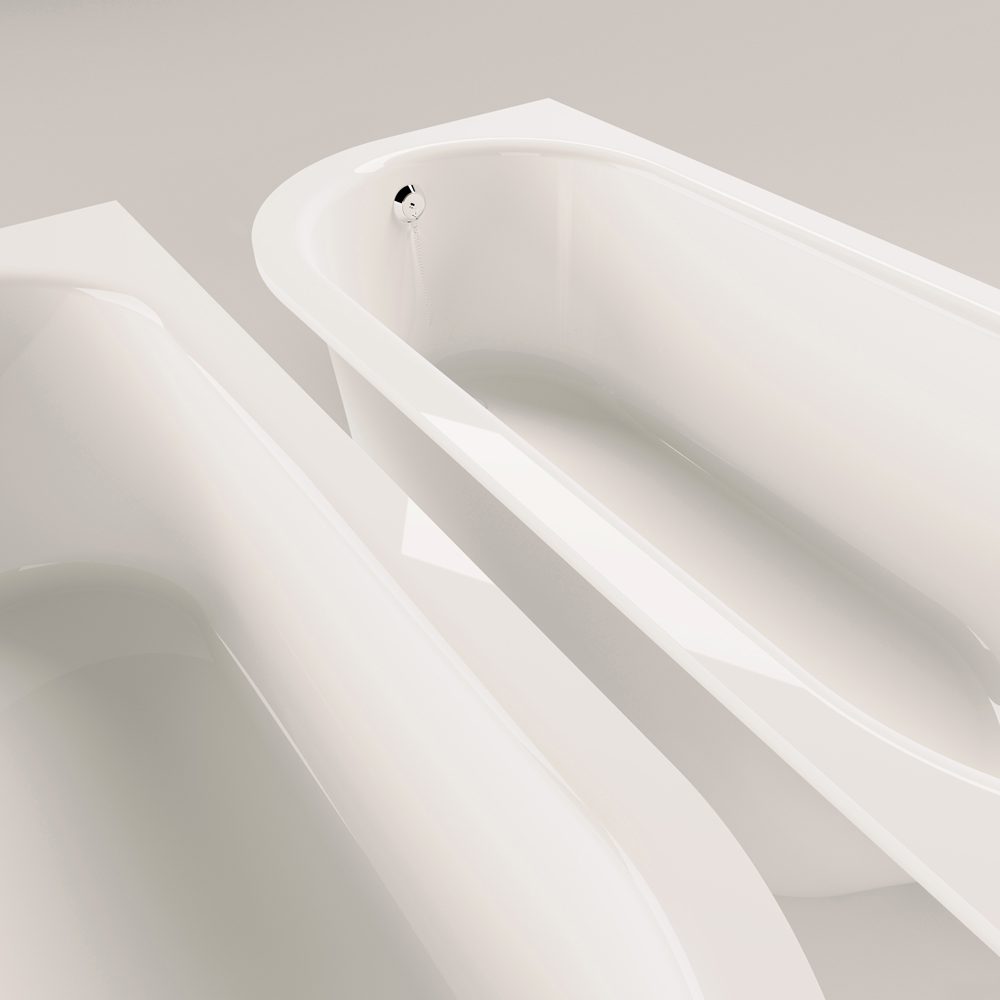 PAA VARIO M C Einbau-Badewanne aus Mineralguss 158x75 cm, abgerundete Ecke C, glänzend – 3