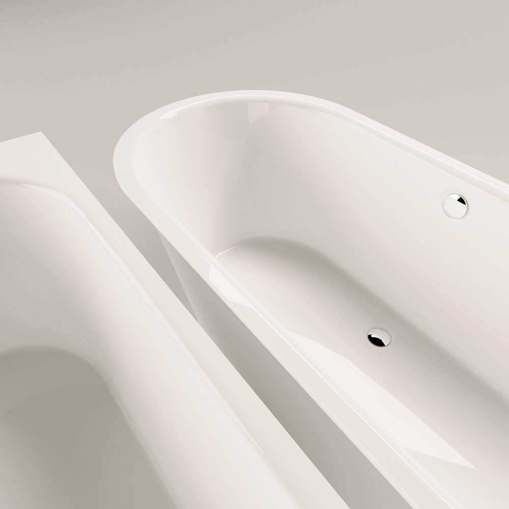 PAA VARIO XL AB Einbau-Badewanne aus Mineralguss 180x80 cm, abgerundete Ecken A und B, glänzend – 5