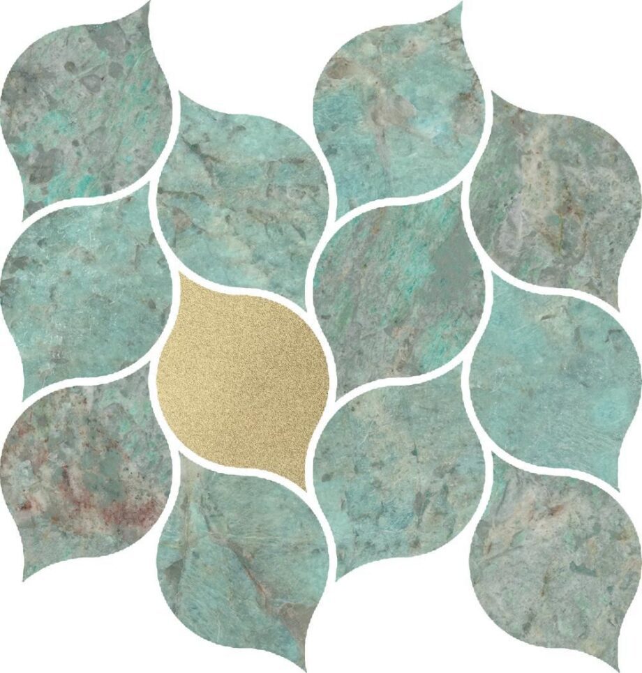 Keramikmosaik Dune Amazonite Leaves, 27x24,5 cm, 9 mm