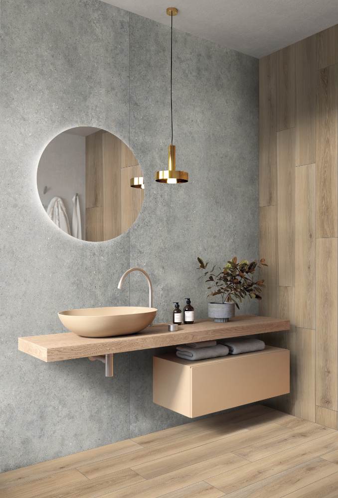 Feinsteinzeug Terrassenplatte in Holzoptik ABK Eco Chic Naturale, 30x180 cm, 20 mm, für aussen, rutschhemmend R11