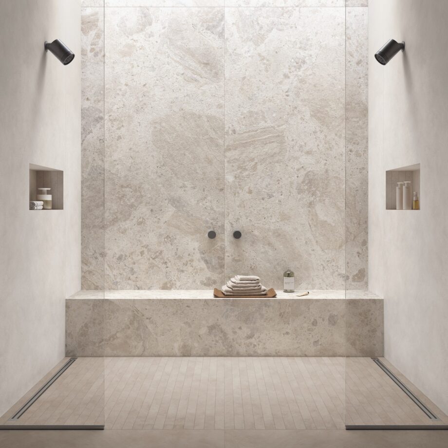 Suur keraamiline plaat kivimustriga ABK Era Blooming Ivory, 120×280 cm, 6 mm, matt (naturale) Feinsteinzeug Fliese in Steinoptik ABK Era Blooming Ivory, 80x80 cm, 8,5 mm, natur matt – 2