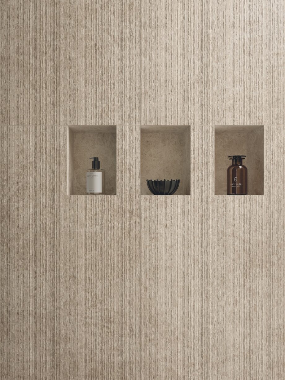 Feinsteinzeug Dekorfliese in Steinoptik ABK Era Groove Beige, 60x120 cm, 8,5 mm, strukturiert, matt – 3