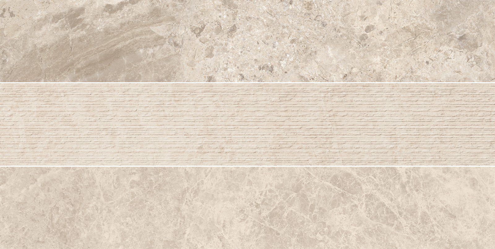 Feinsteinzeug Dekorfliese in Steinoptik ABK Era Mix Beige, 20x120 cm, 8,5 mm, natur matt