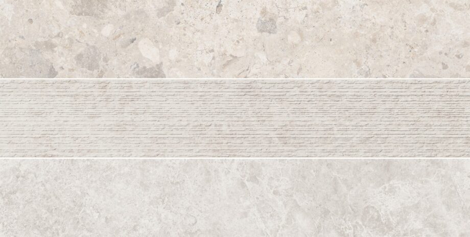 Feinsteinzeug Dekorfliese in Steinoptik ABK Era Mix Ivory, 20x120 cm, 8,5 mm, natur matt