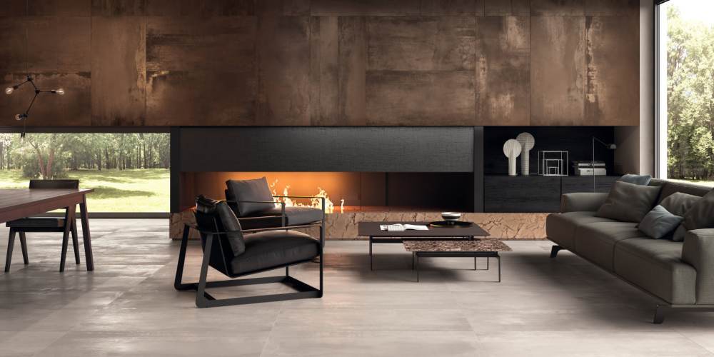 Bodenfliese in Metalloptik ABK Interno 9 Dune, 60x120 cm, 8,5 mm, natur matt, rutschhemmend R10