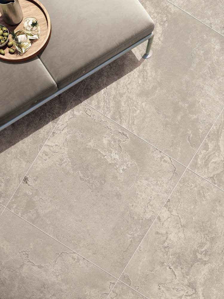 Feinsteinzeug Terrassenplatte in Steinoptik ABK Limoges Sand, 80x80 cm, 20 mm, für aussen, rutschhemmend R11