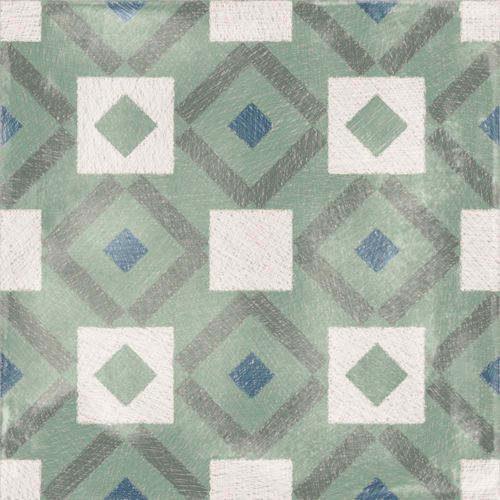 Gemusterte Bodenfliese ABK Play Labyrinth Sage, 20x20 cm, 8,5 mm, matt (nat.)