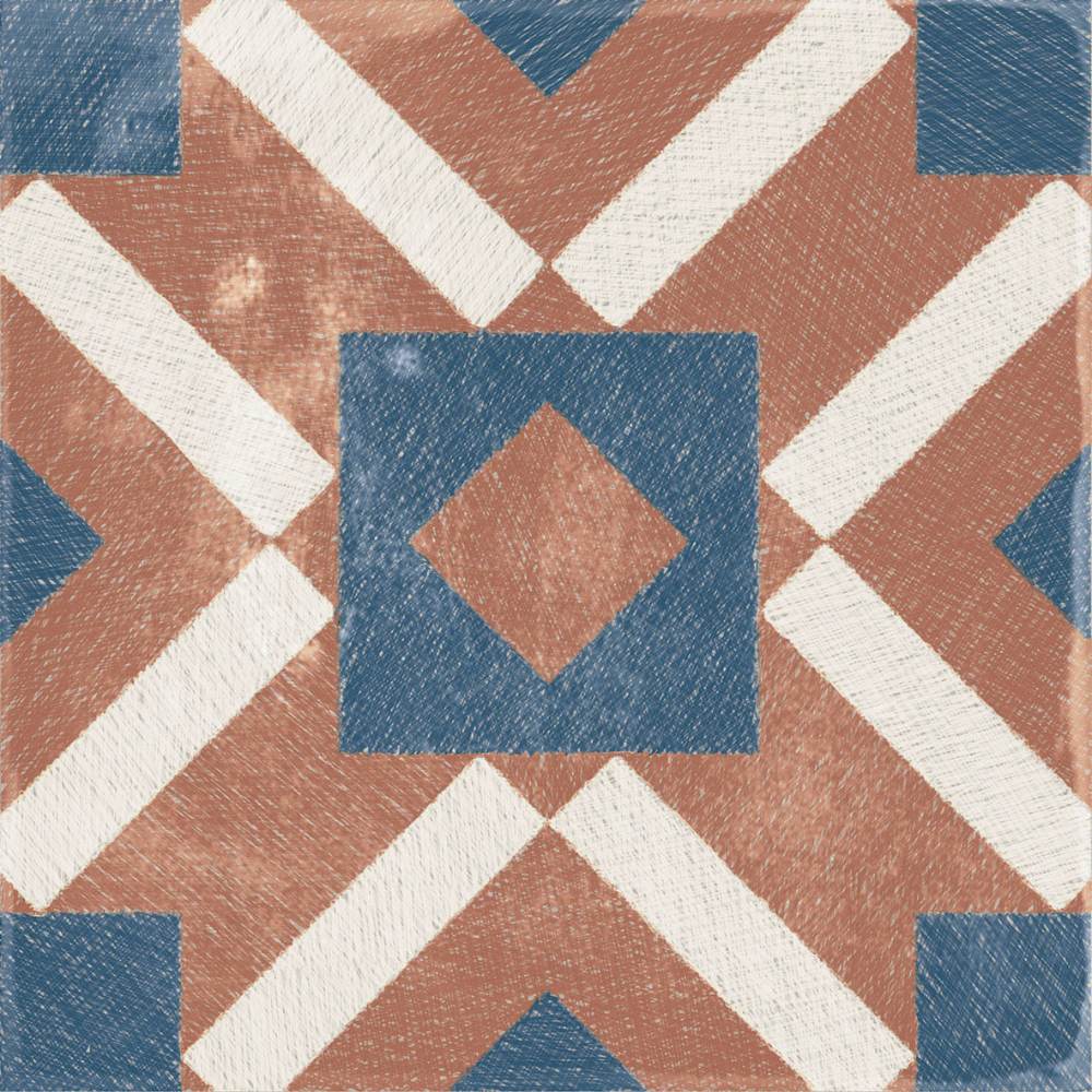 Gemusterte Bodenfliese ABK Play Labyrinth Cotto, 20x20 cm, 8,5 mm, matt (nat.)