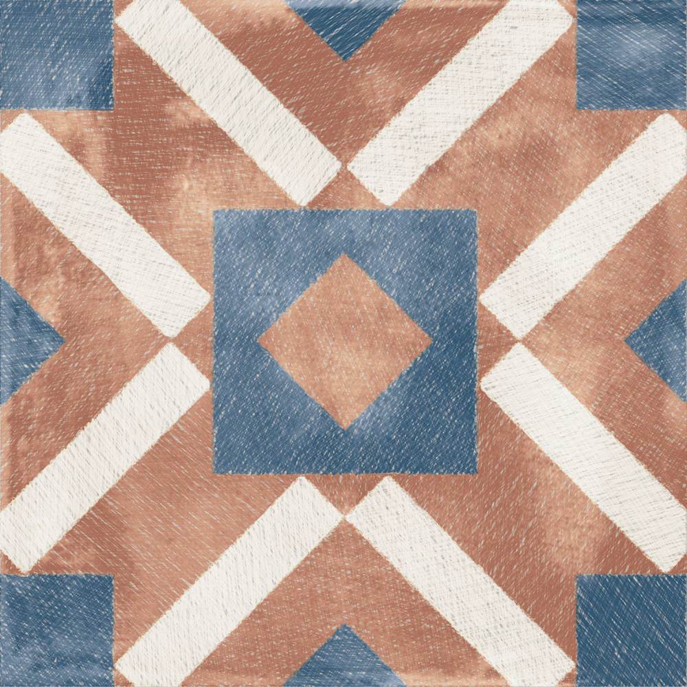 Gemusterte Bodenfliese ABK Play Labyrinth Cotto, 20x20 cm, 8,5 mm, matt (nat.)