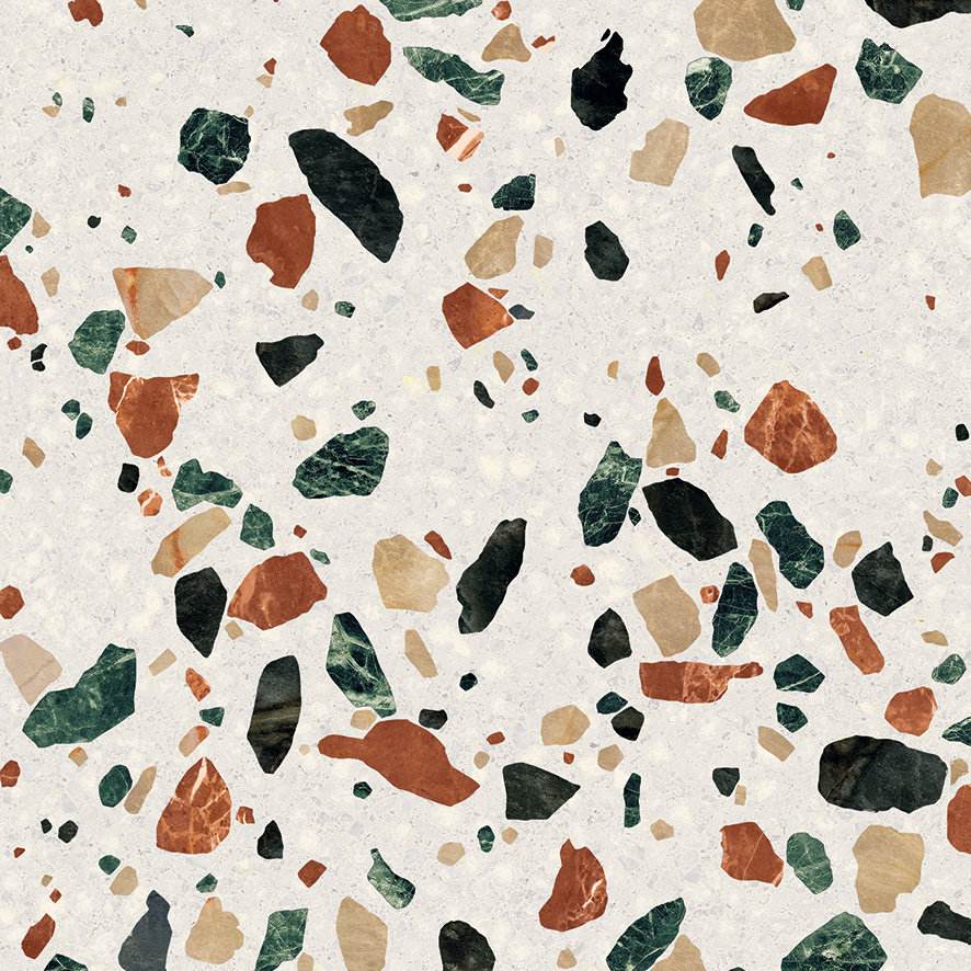 Bodenfliese in Terrazzo-Optik ABK Play Drops Multiwhite, 20x20 cm, 8,5 mm, matt (nat.)