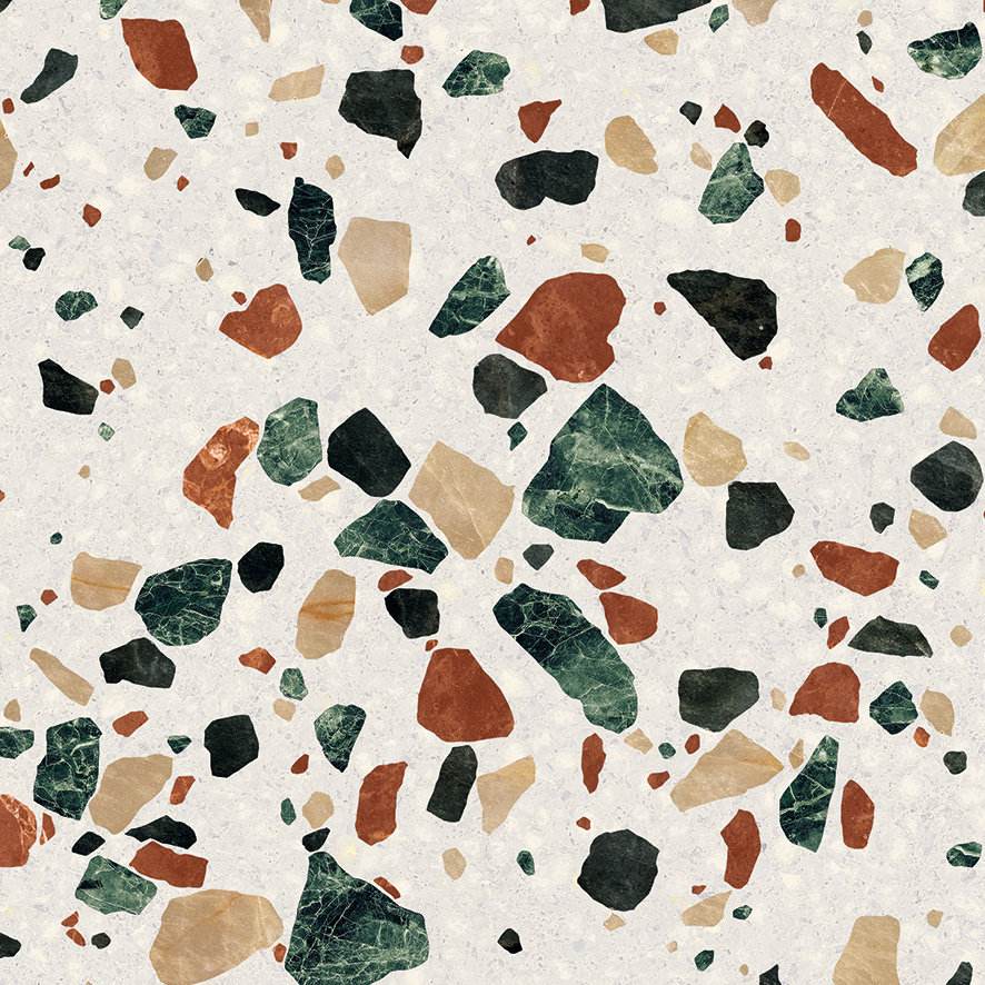 Bodenfliese in Terrazzo-Optik ABK Play Drops Multiwhite, 20x20 cm, 8,5 mm, matt (nat.)