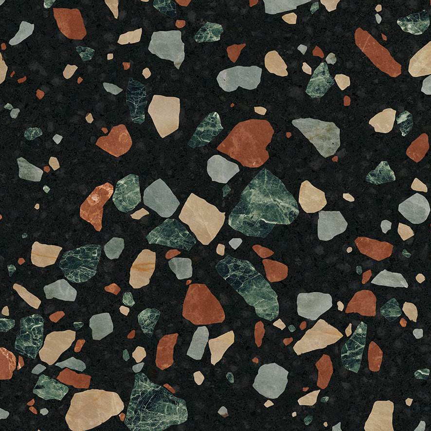 Bodenfliese in Terrazzo-Optik ABK Play Drops Multiblack, 20x20 cm, 8,5 mm, matt (nat.)