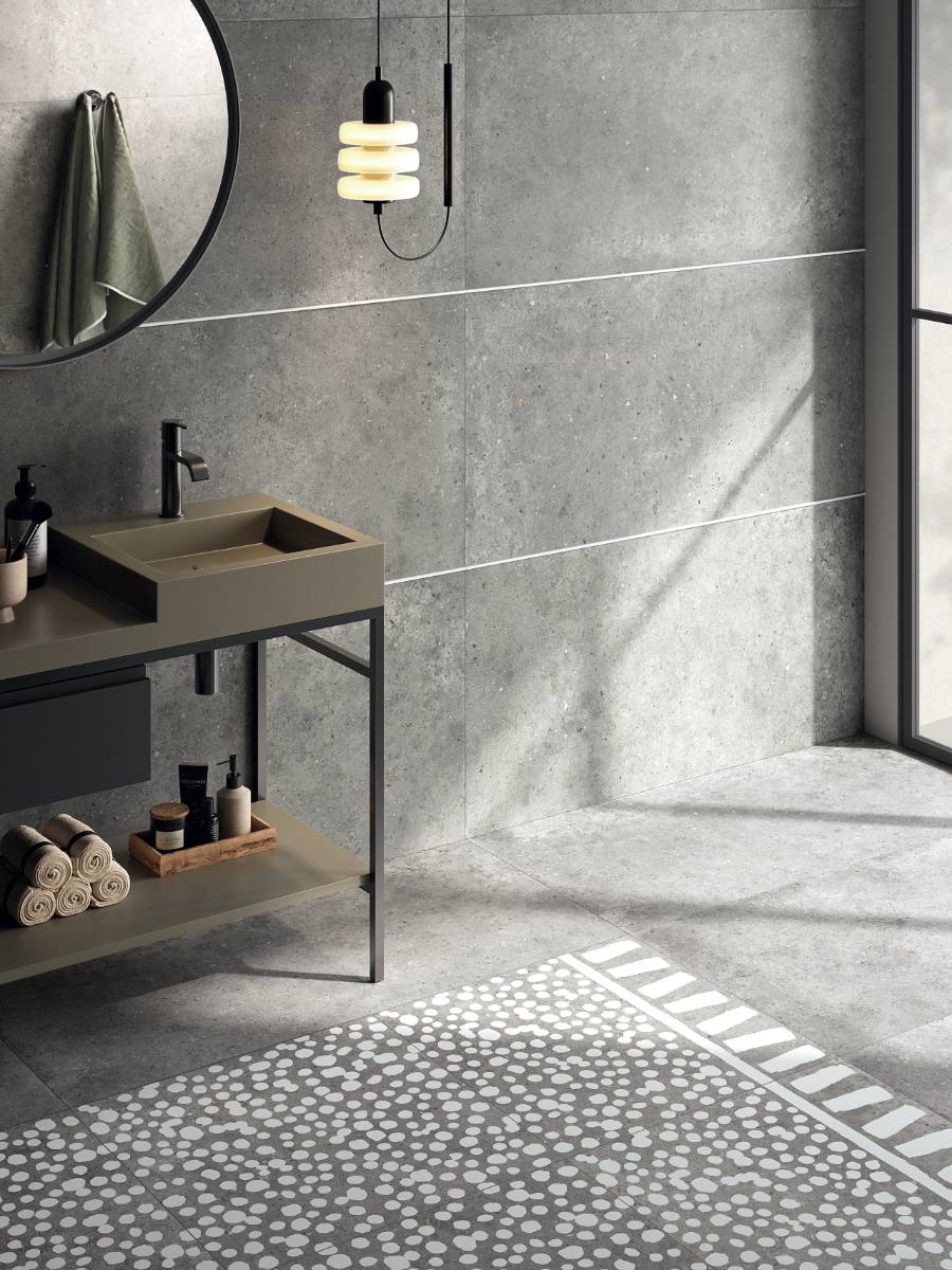 Dekorfliese in Steinoptik ABK Poetry Stone Fringe Grey, 60x60 cm, 8,5 mm, matt