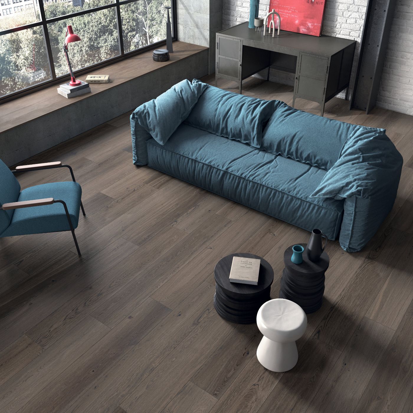 Feinsteinzeug Fliese in Holzoptik ABK Poetry Wood Mud, 20x120 cm, 8,5 mm, matt