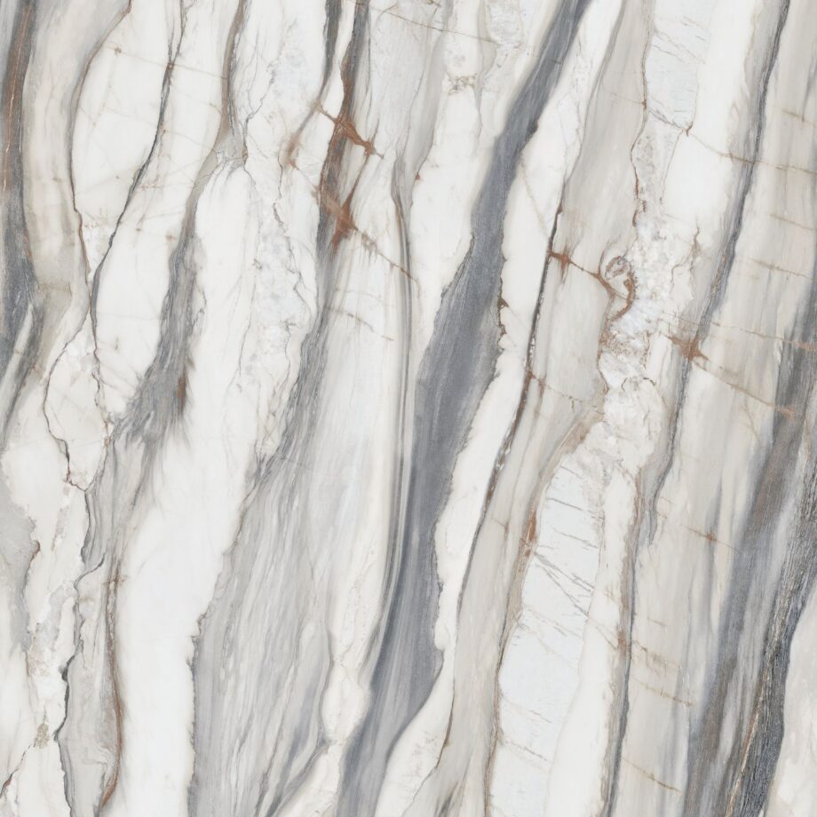 Feinsteinzeug in Marmoroptik ABK Sensi 900 Oyster White, 120x120 cm, 8,5 mm, poliert (lux)
