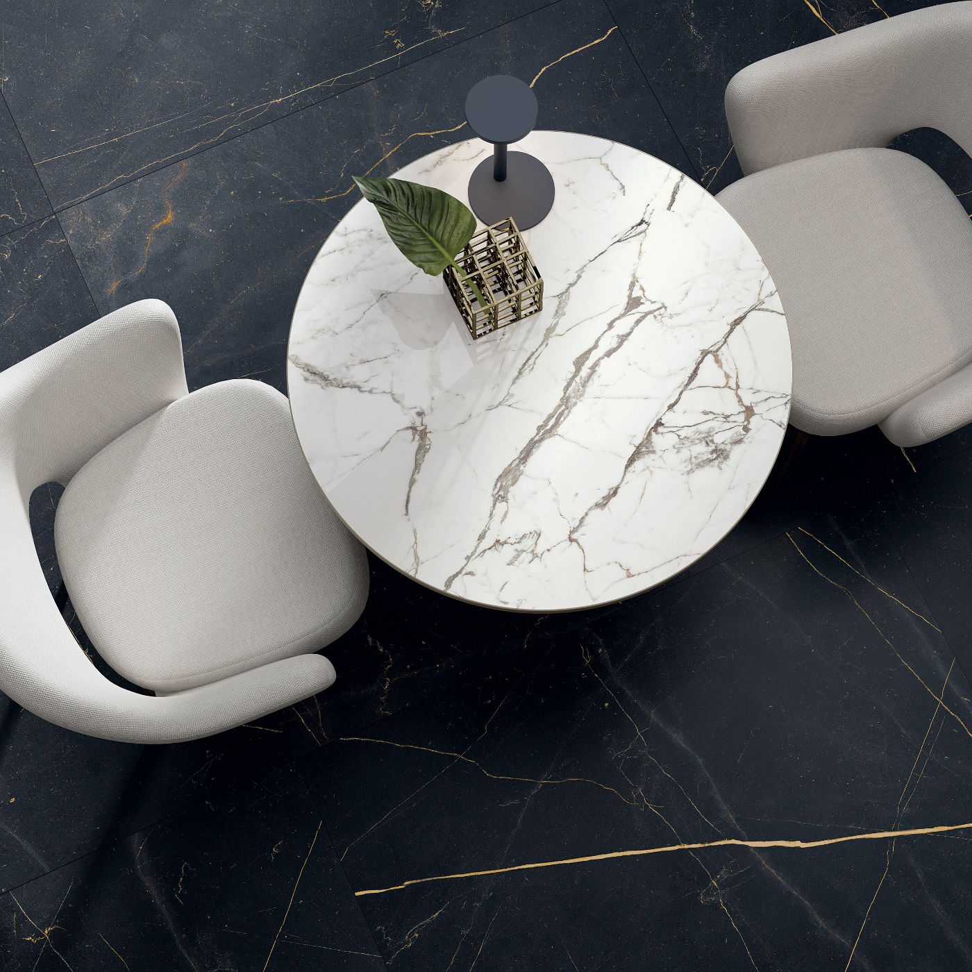 Feinsteinzeug in Marmoroptik ABK Sensi 900 Precious Black, 120x120 cm, 8,5 mm, poliert (lux)