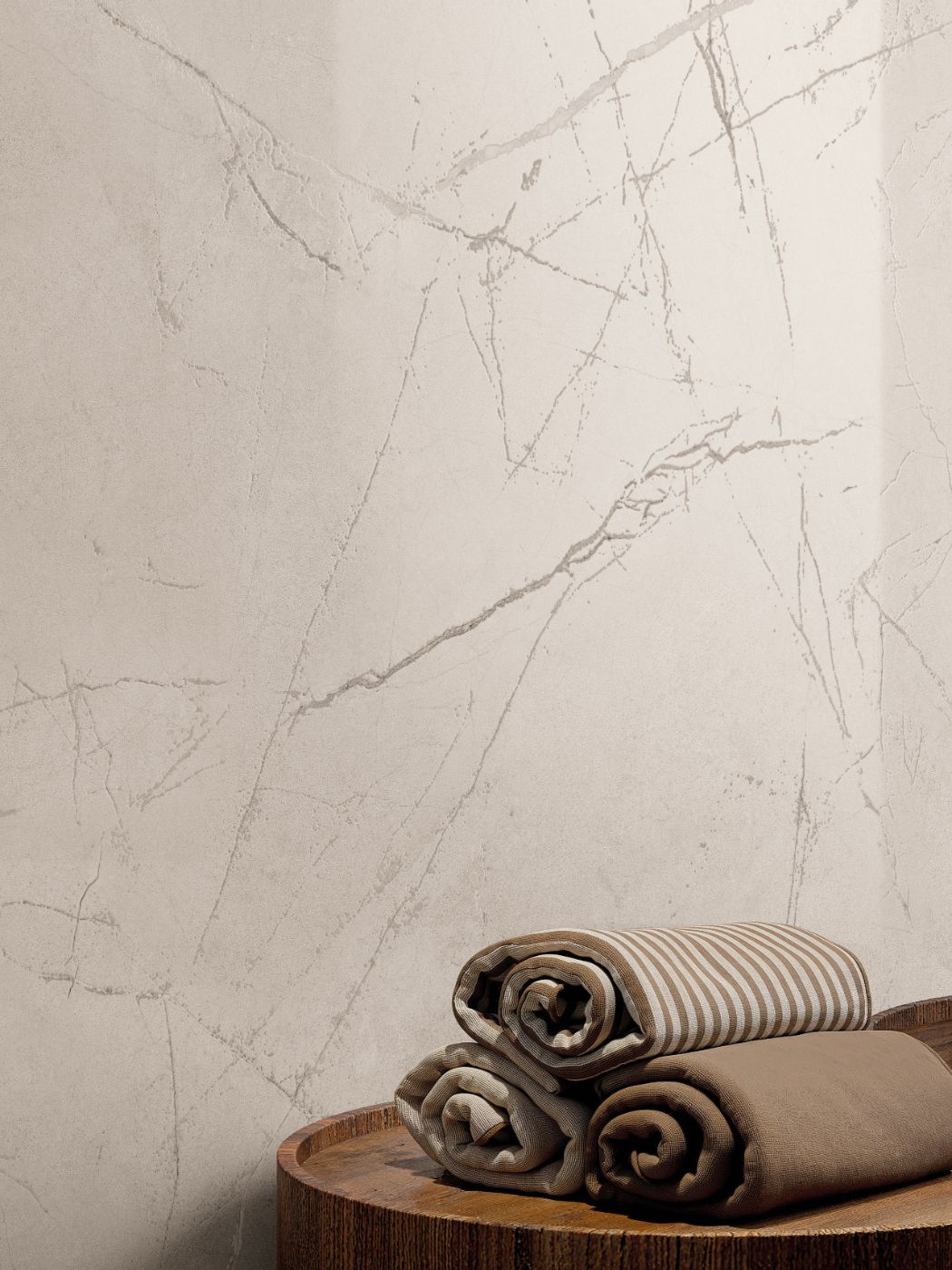 Feinsteinzeug in Marmoroptik ABK Sensi 900 Pulpis Ivory, 120x120 cm, 8,5 mm, natur matt, rutschhemmend R10