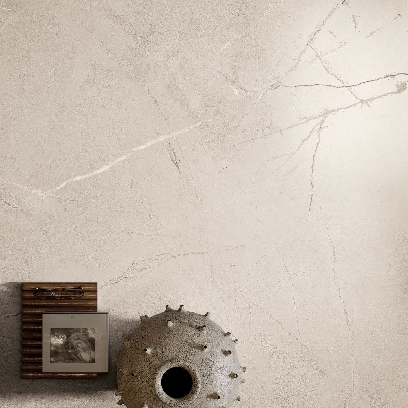 Feinsteinzeug in Marmoroptik ABK Sensi 900 Pulpis Ivory, 120x120 cm, 8,5 mm, natur matt, rutschhemmend R10