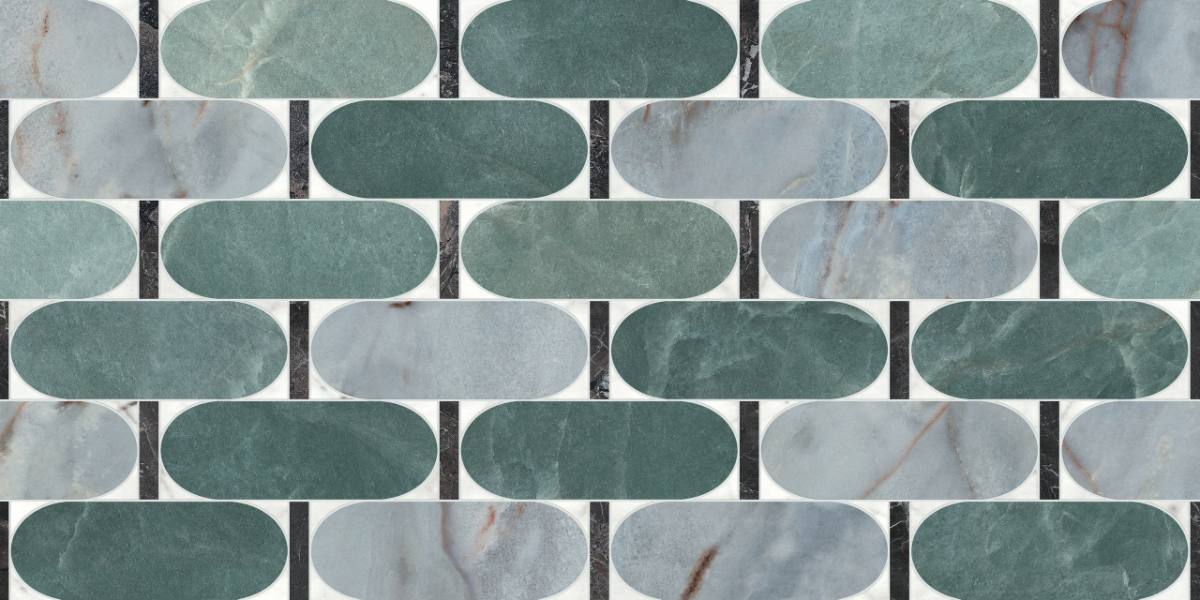 Mosaikfliese in Marmoroptik ABK Sensi Fantasy Abacus, 60x120 cm, 8,5 mm, poliert 3D-strukturiert (Lux 3D)