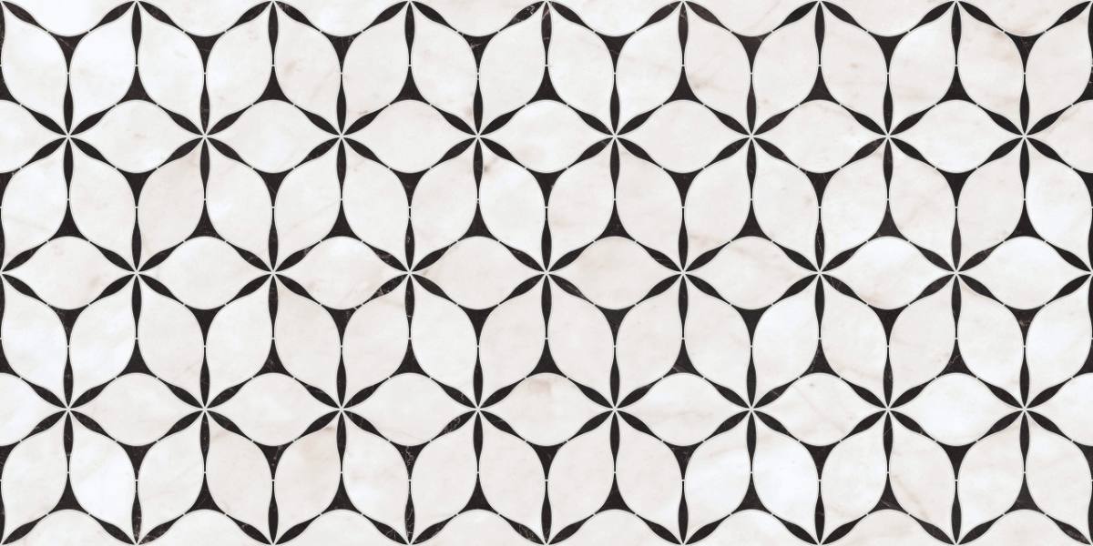 Mosaikfliese in Marmoroptik ABK Sensi Fantasy Flower, 60x120 cm, 8,5 mm, poliert 3D-strukturiert (Lux 3D)