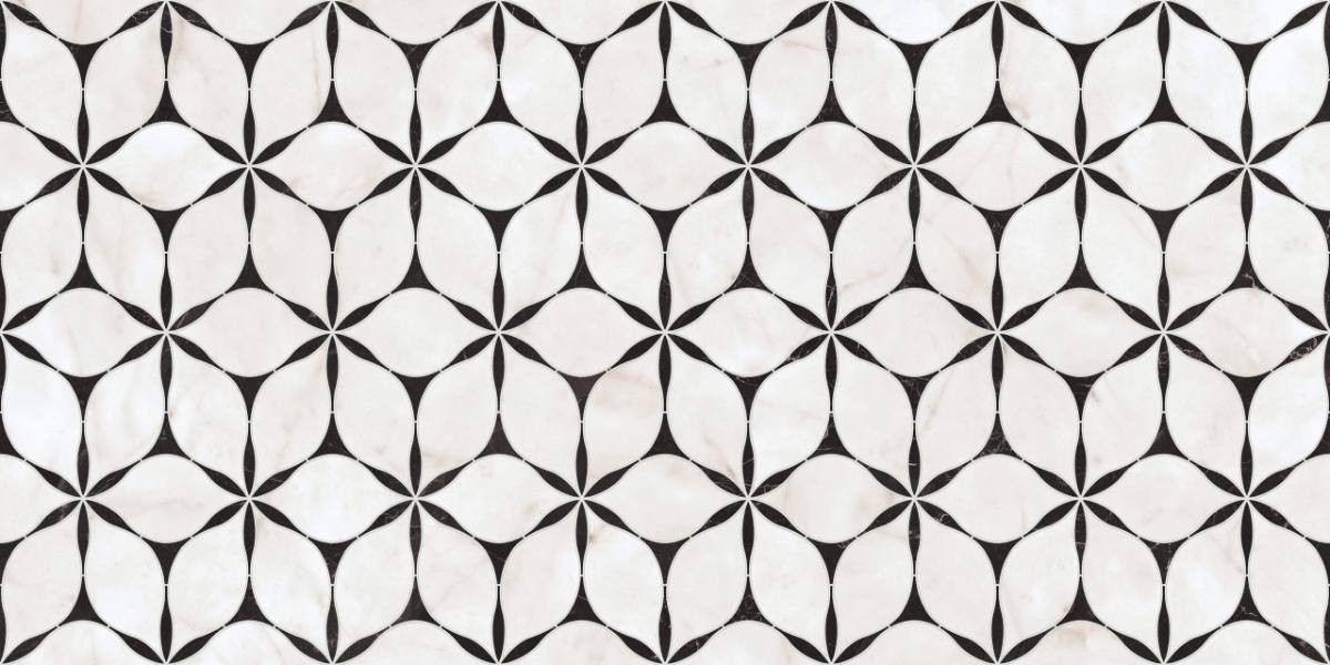 Mosaikfliese in Marmoroptik ABK Sensi Fantasy Flower, 60x120 cm, 8,5 mm, poliert 3D-strukturiert (Lux 3D)