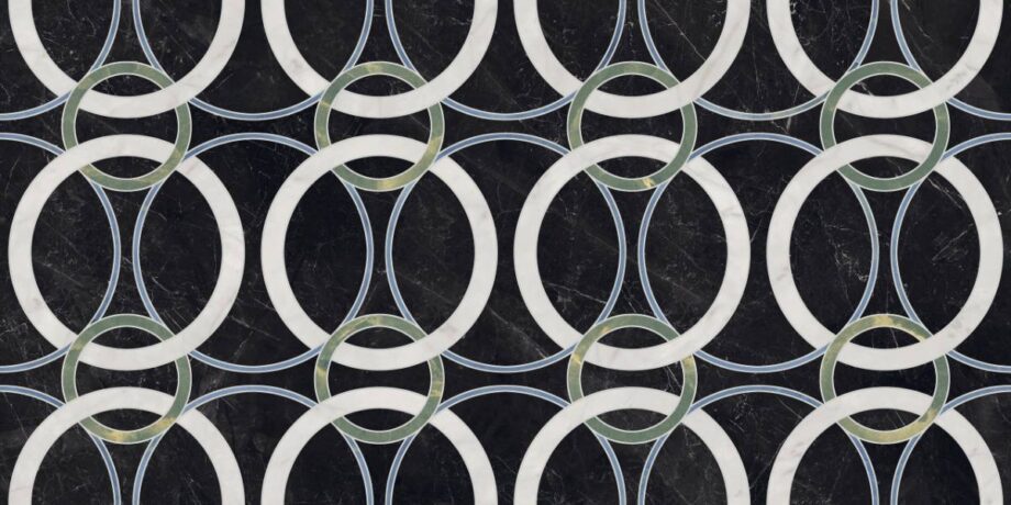 Mosaikfliese in Marmoroptik ABK Sensi Fantasy Circular, 60x120 cm, 8,5 mm, poliert 3D-strukturiert (Lux 3D)