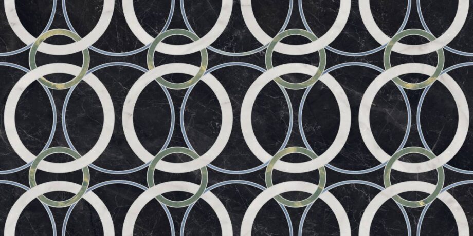 Mosaikfliese in Marmoroptik ABK Sensi Fantasy Circular, 60x120 cm, 8,5 mm, poliert 3D-strukturiert (Lux 3D) – 2